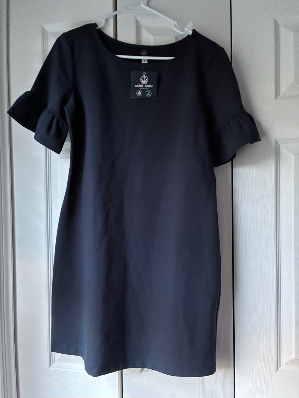 NWT Navy Ruffle Sleeve Shift Dress
